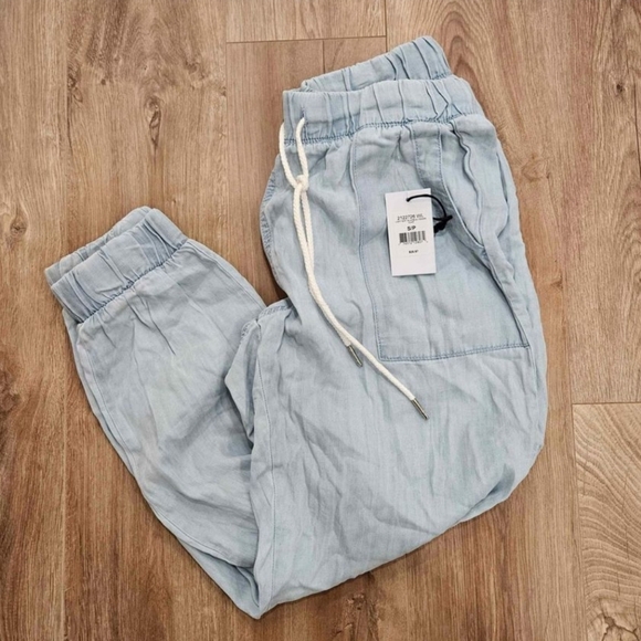 Devoted Light Wash Linen Tencel Jogger Lounge Pants. SMALL. New With Tags. - Picture 8 of 8